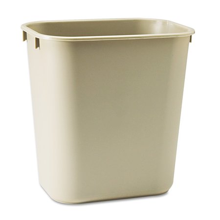 Rubbermaid Commercial 35 gal Rectangular Trash Can, Beige, Open Top, Plastic FG295500BEIG